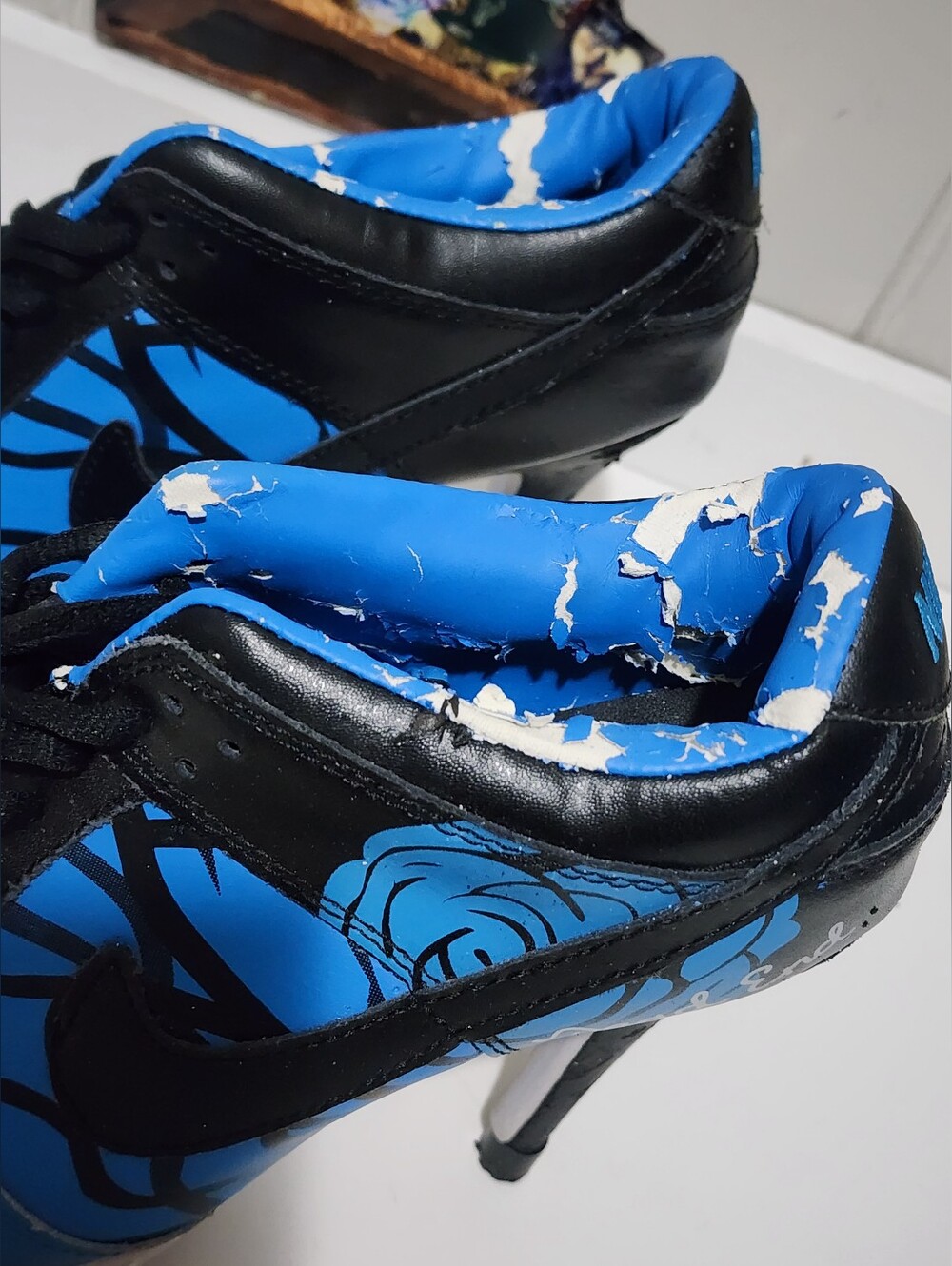 Nike SB Custom High Heel Stiletto Blue Black Rose Womens 9.5 Rare - Picture 3 of 11